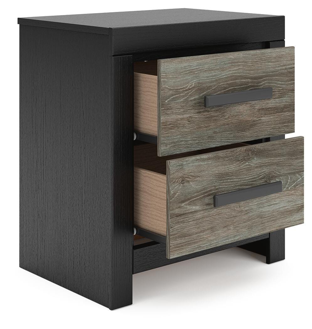Broachmyn Black/Gray Queen Bookcase Bed, Chest and Nightstand