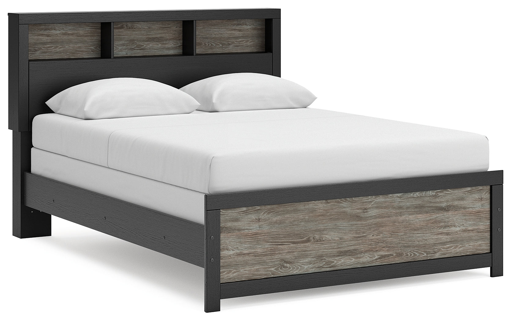 Broachmyn Black/Gray Queen Bookcase Bed, Dresser and Mirror