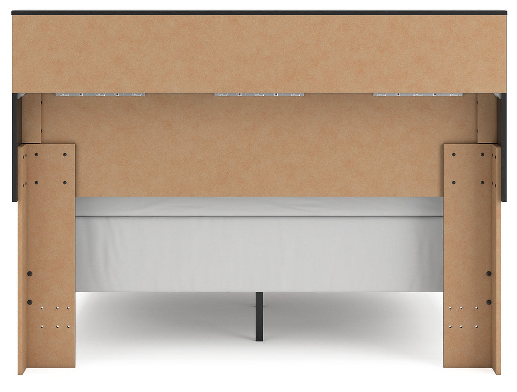 Broachmyn Black/Gray Queen Bookcase Bed, Dresser and Mirror