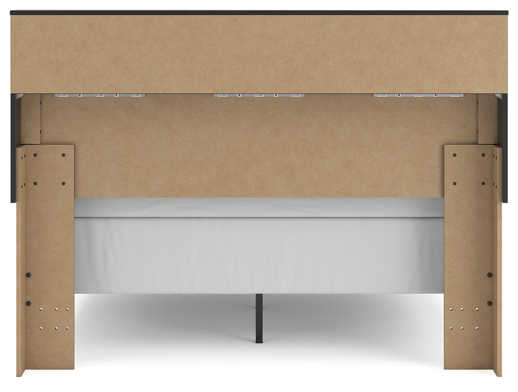 Broachmyn Black/Gray Queen Bookcase Bed