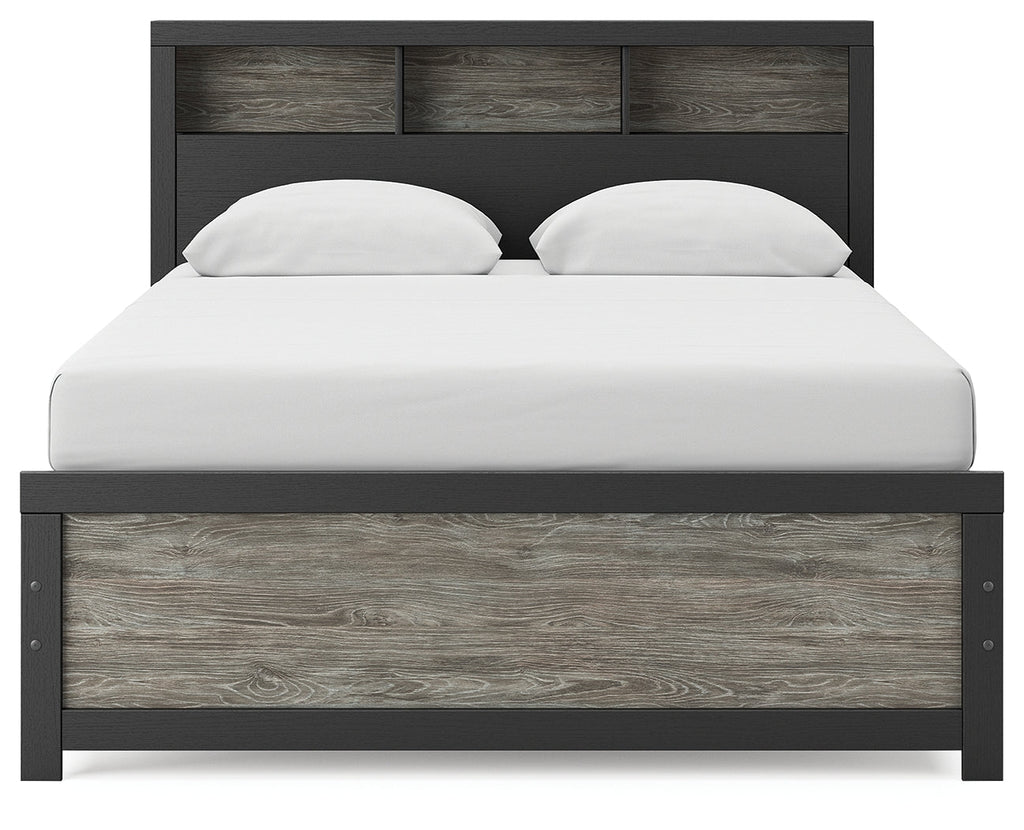 Broachmyn Black/Gray Queen Bookcase Bed
