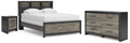 Broachmyn Black/Gray Queen Bookcase Panel Bed, Dresser and Nightstand