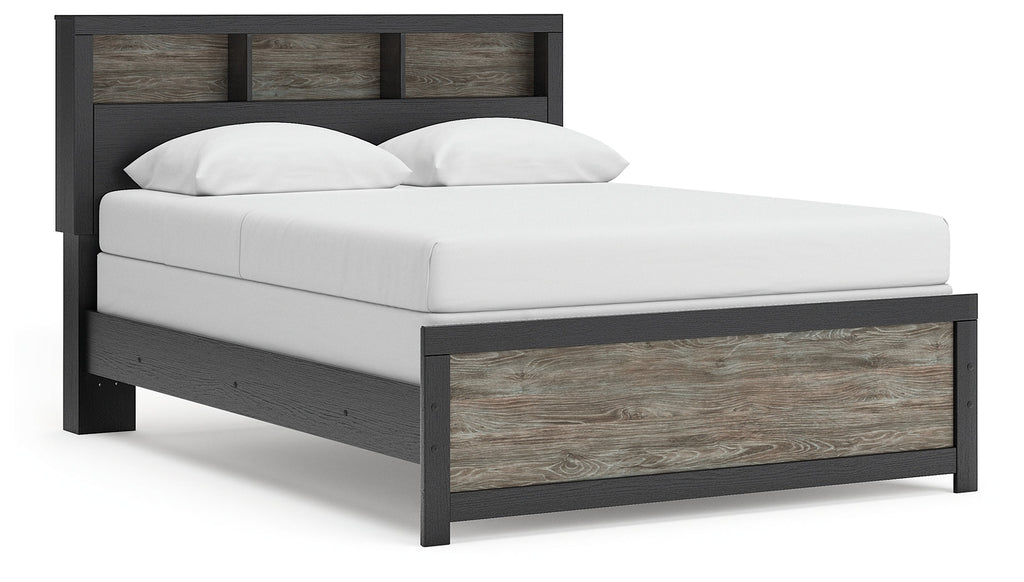 Broachmyn Black/Gray Queen Bookcase Panel Bed