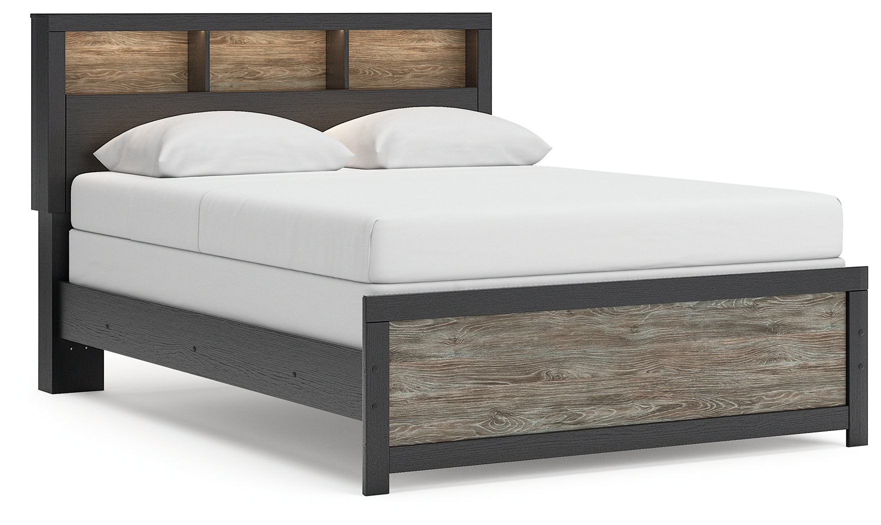 Broachmyn Black/Gray Queen Bookcase Panel Bed