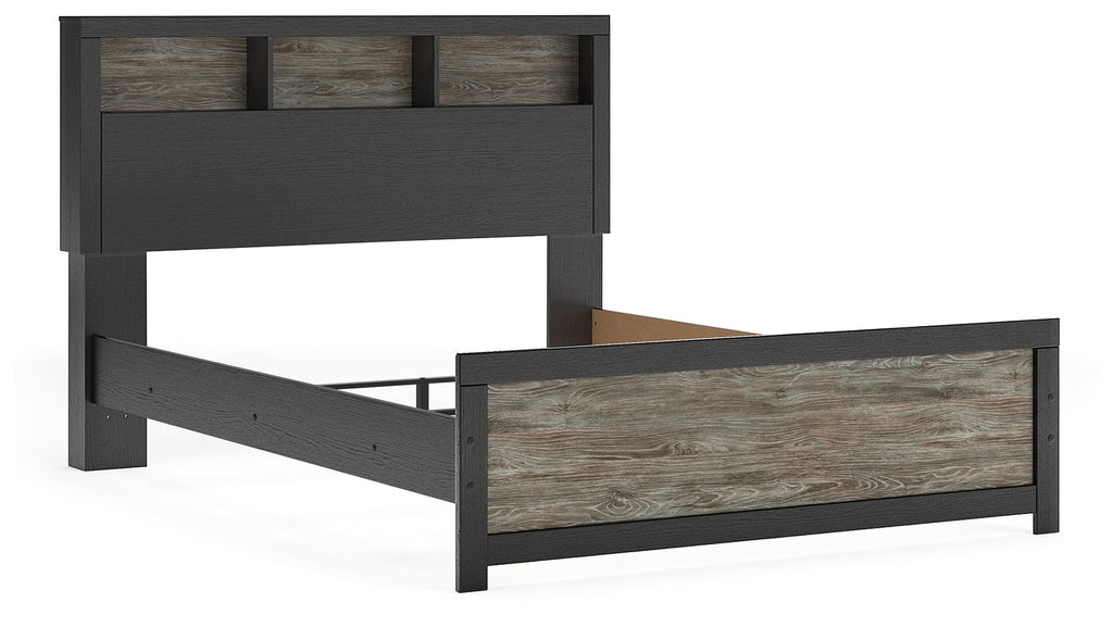 Broachmyn Black/Gray Queen Bookcase Panel Bed