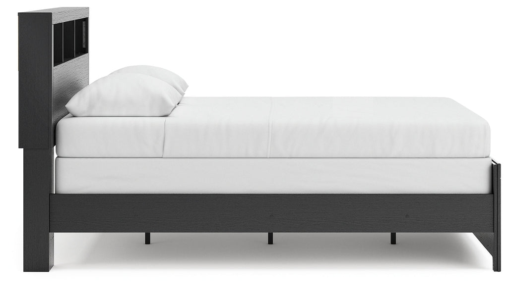 Broachmyn Black/Gray Queen Bookcase Panel Bed