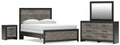 Broachmyn /Gray Queen Panel Bed, Dresser, Mirror and Nightstand, Black
