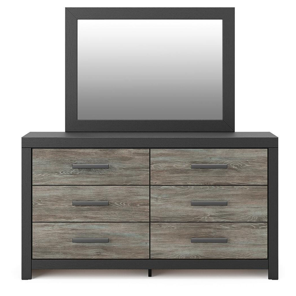 Broachmyn /Gray Queen Panel Bed, Dresser, Mirror and Nightstand, Black