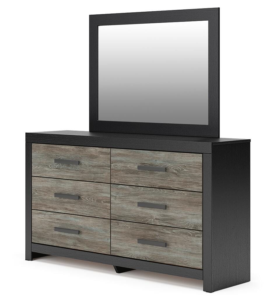 Broachmyn /Gray Queen Panel Bed, Dresser, Mirror and Nightstand, Black