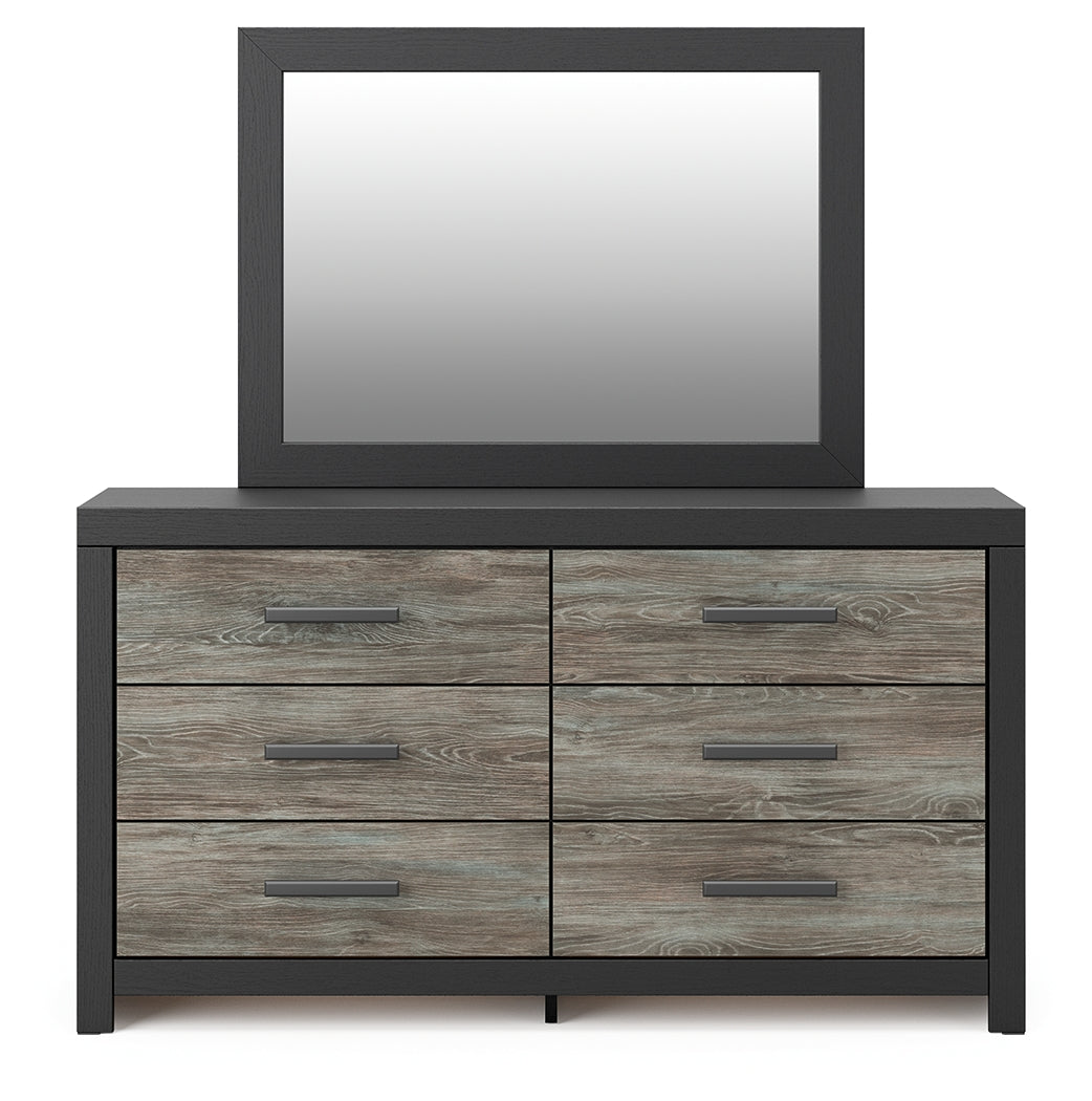 Broachmyn Black/Gray Queen Panel Bed, Dresser and Mirror