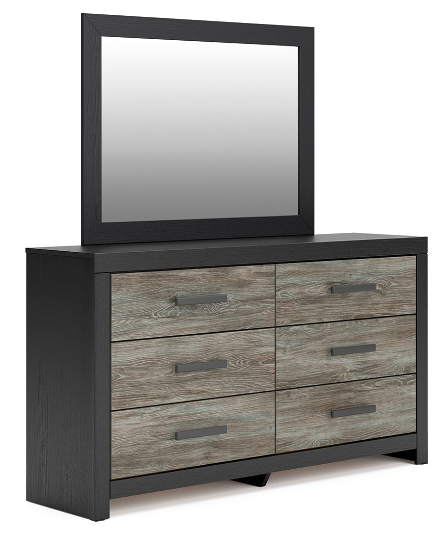 Broachmyn Black/Gray Queen Panel Bed, Dresser and Mirror
