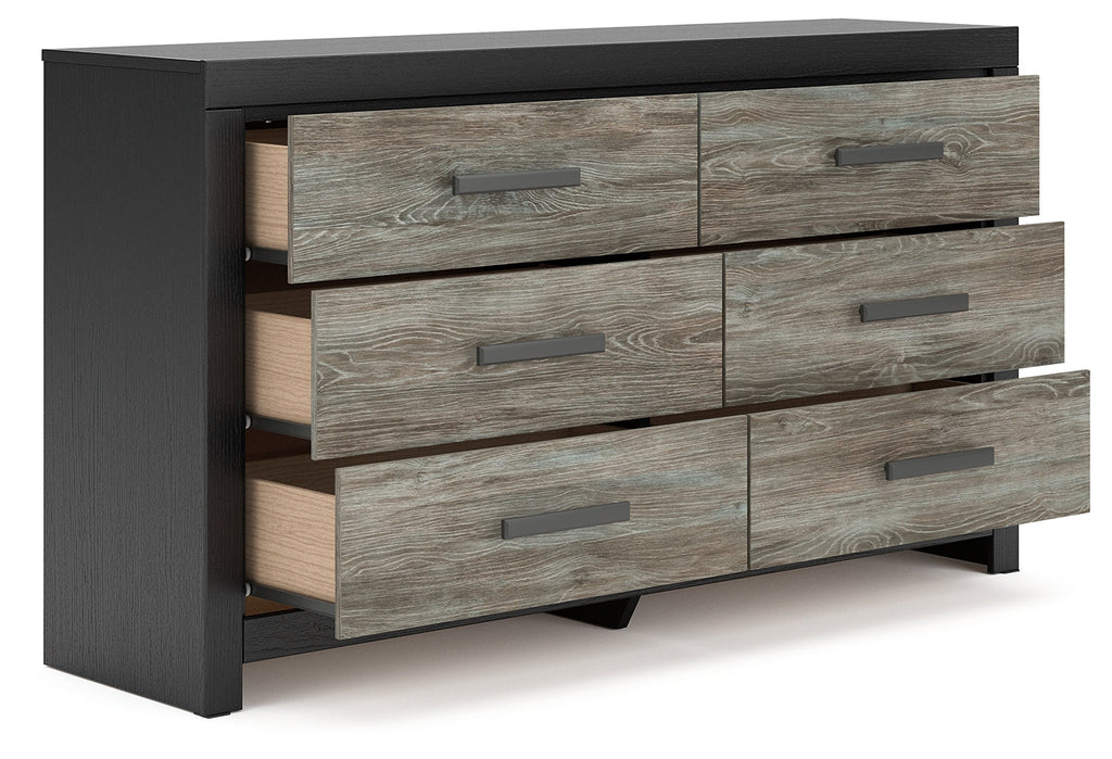 Broachmyn Black/Gray Queen Panel Bed, Dresser and Nightstand