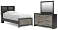 Broachmyn Black/Gray Twin Bookcase Bed, Dresser and Mirror