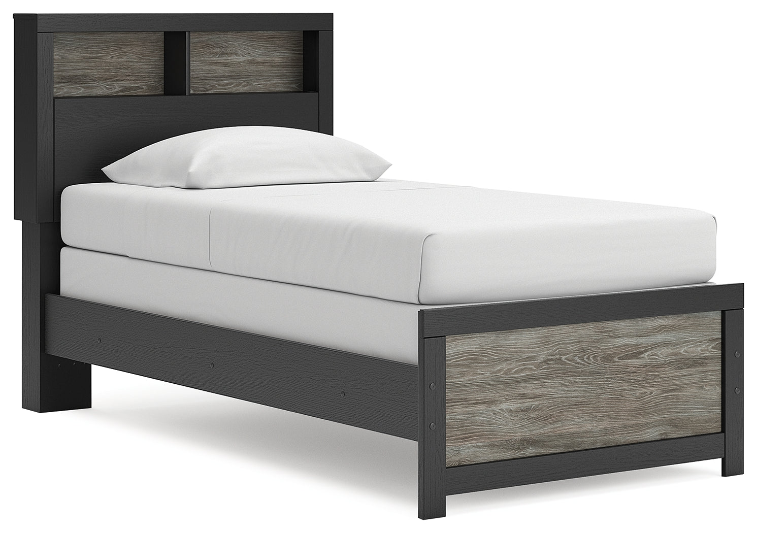 Broachmyn Black/Gray Twin Bookcase Bed, Dresser and Mirror