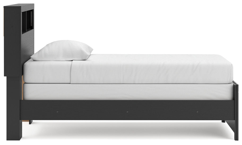 Broachmyn Black/Gray Twin Bookcase Bed, Dresser and Mirror