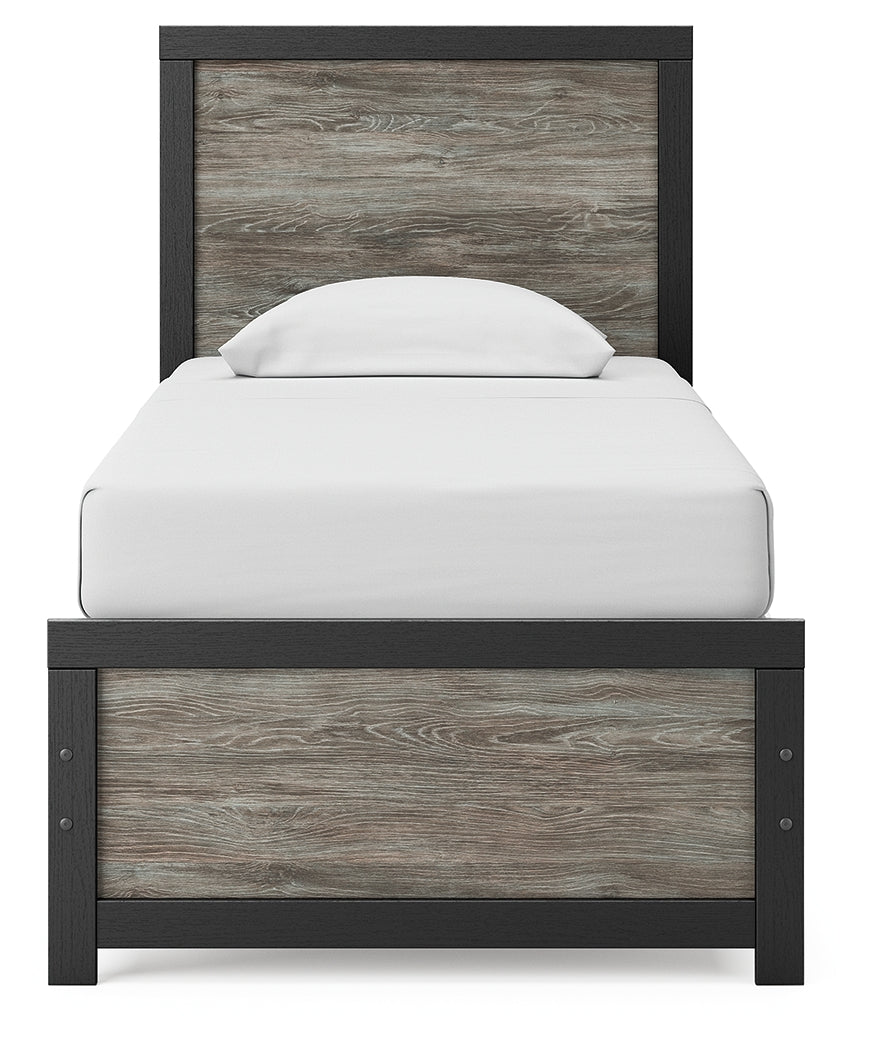 Broachmyn Black/Gray Twin Panel Bed, Dresser and Mirror