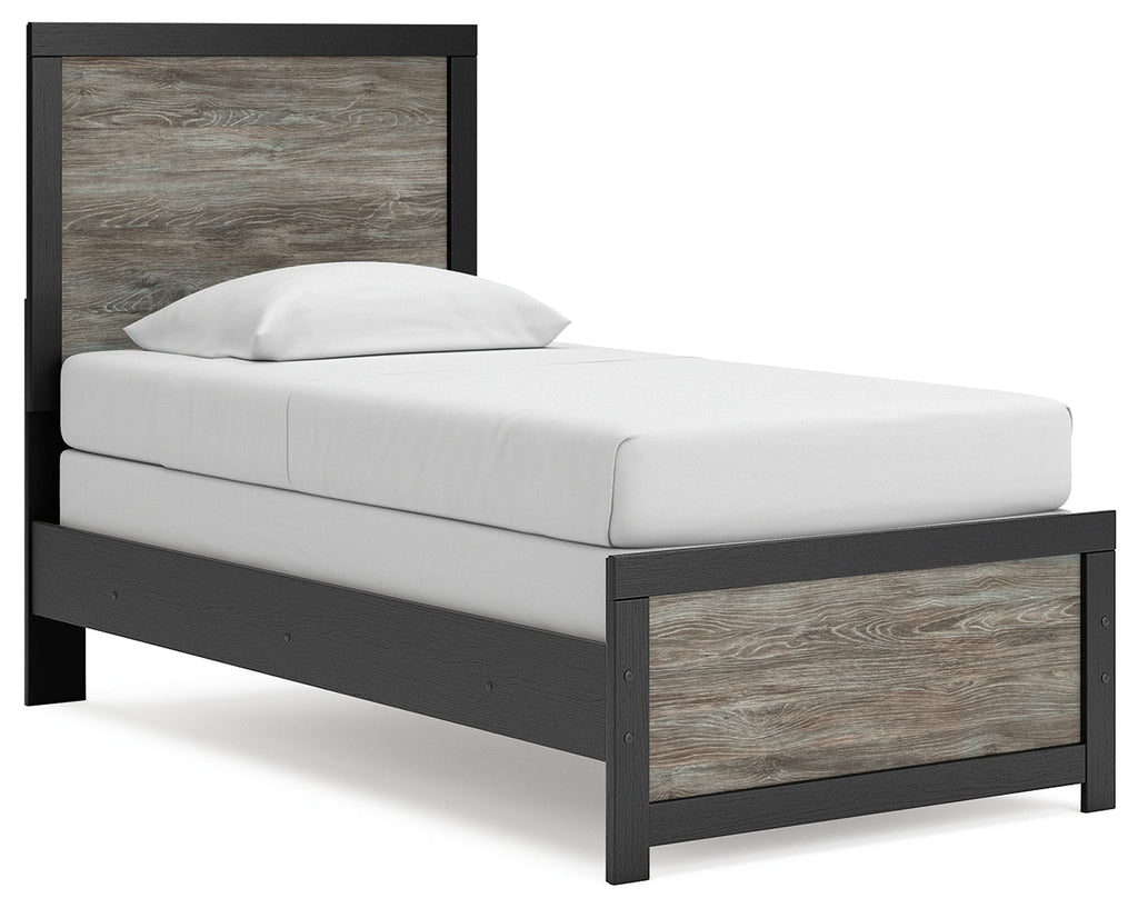 Broachmyn Black/Gray Twin Panel Bed, Dresser and Mirror