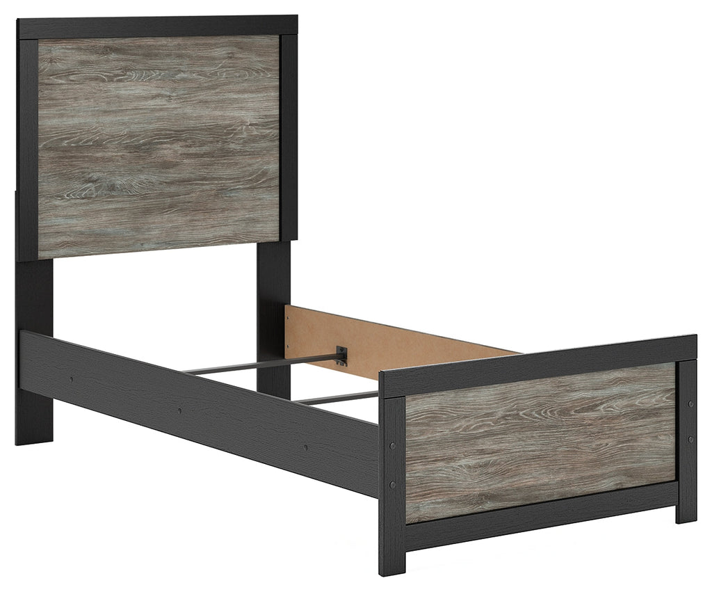 Broachmyn Black/Gray Twin Panel Bed, Dresser and Mirror