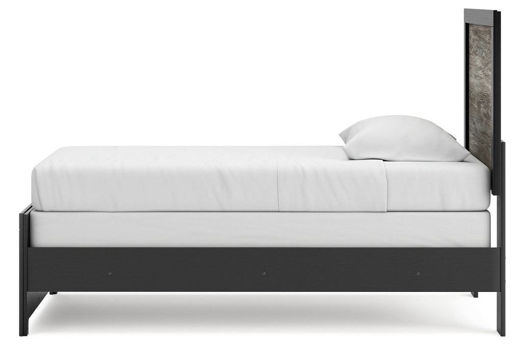 Broachmyn Black/Gray Twin Panel Bed, Dresser and Mirror