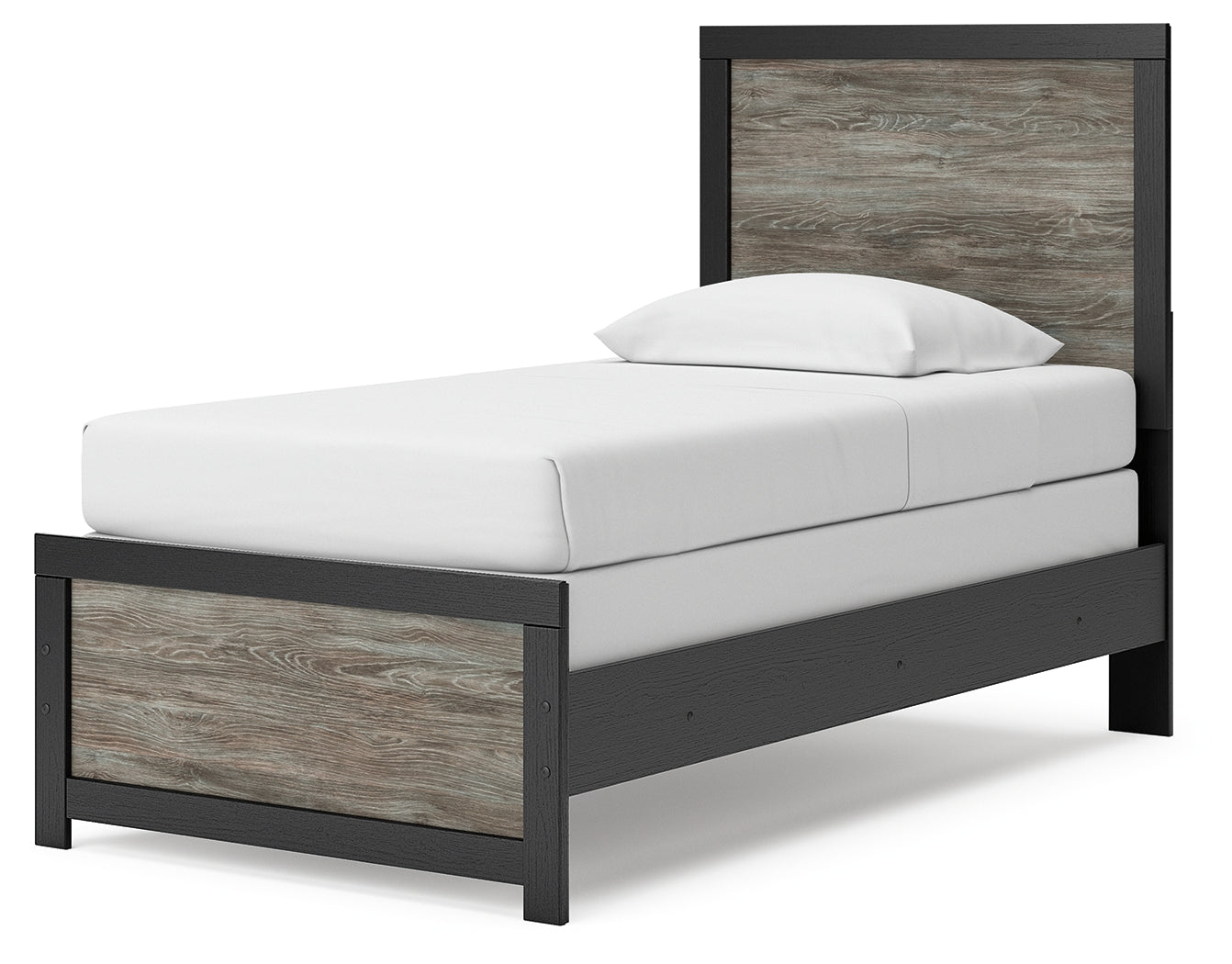 Broachmyn Black/Gray Twin Panel Bed, Dresser and Mirror