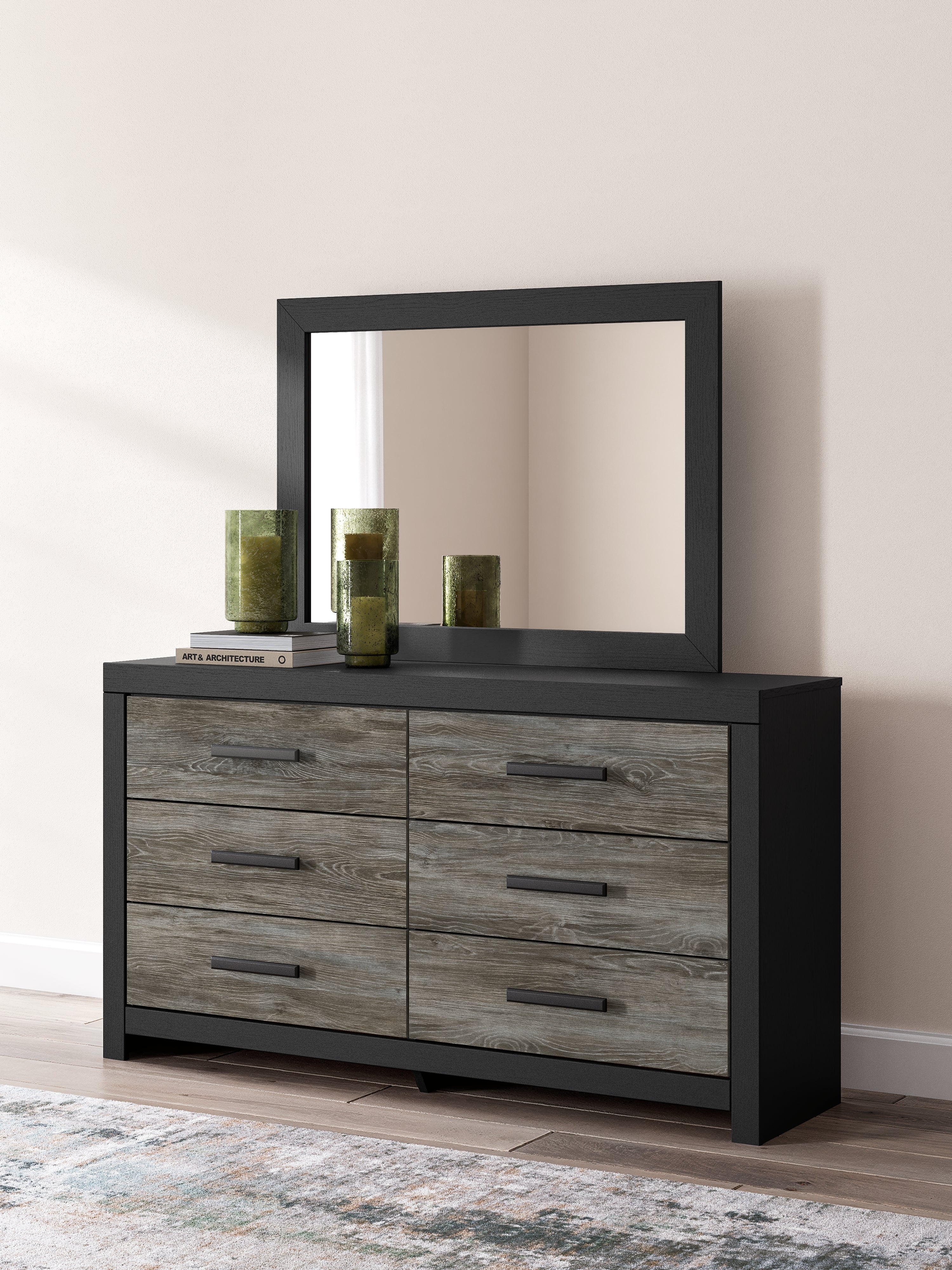 Broachmyn Black/Gray Twin Panel Bed, Dresser and Mirror