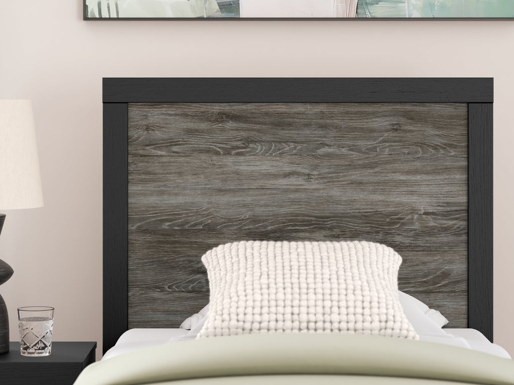 Broachmyn Black/Gray Twin Panel Bed, Dresser and Mirror