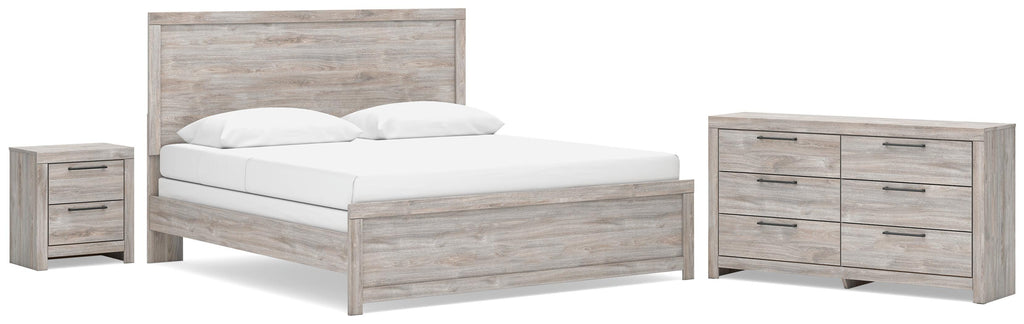 Broachmyn Gray King Panel Bed, Dresser and Nightstand