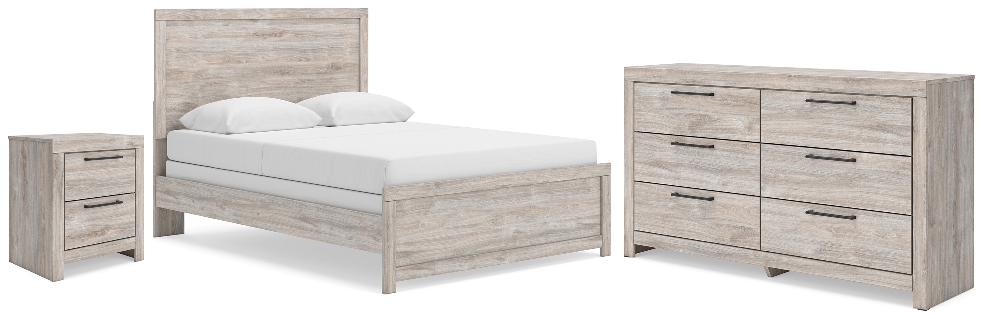 Broachmyn Gray Queen Panel Bed, Dresser and Nightstand