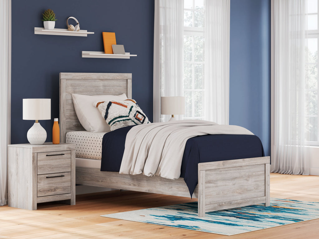 Broachmyn Gray Twin Panel Bed, Dresser and Mirror