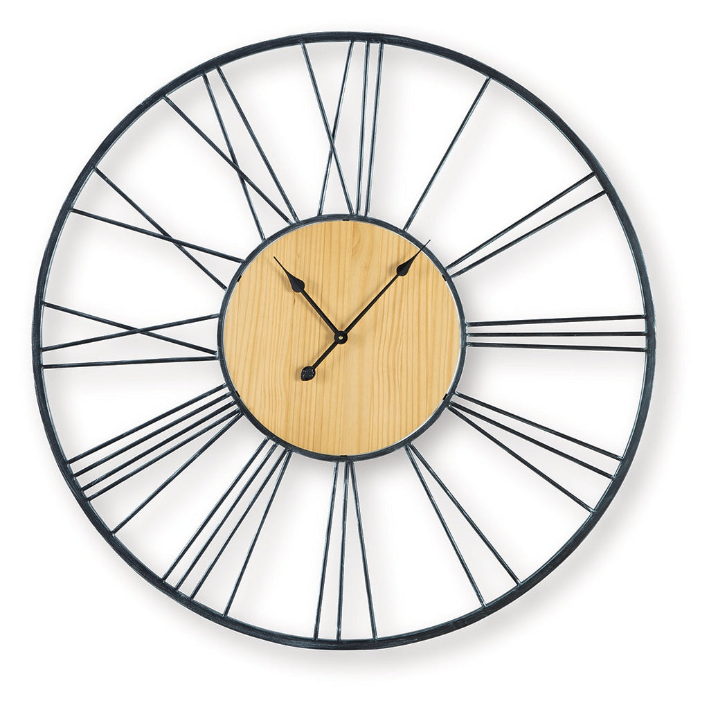 Brockett Black/Natural Wall Clock