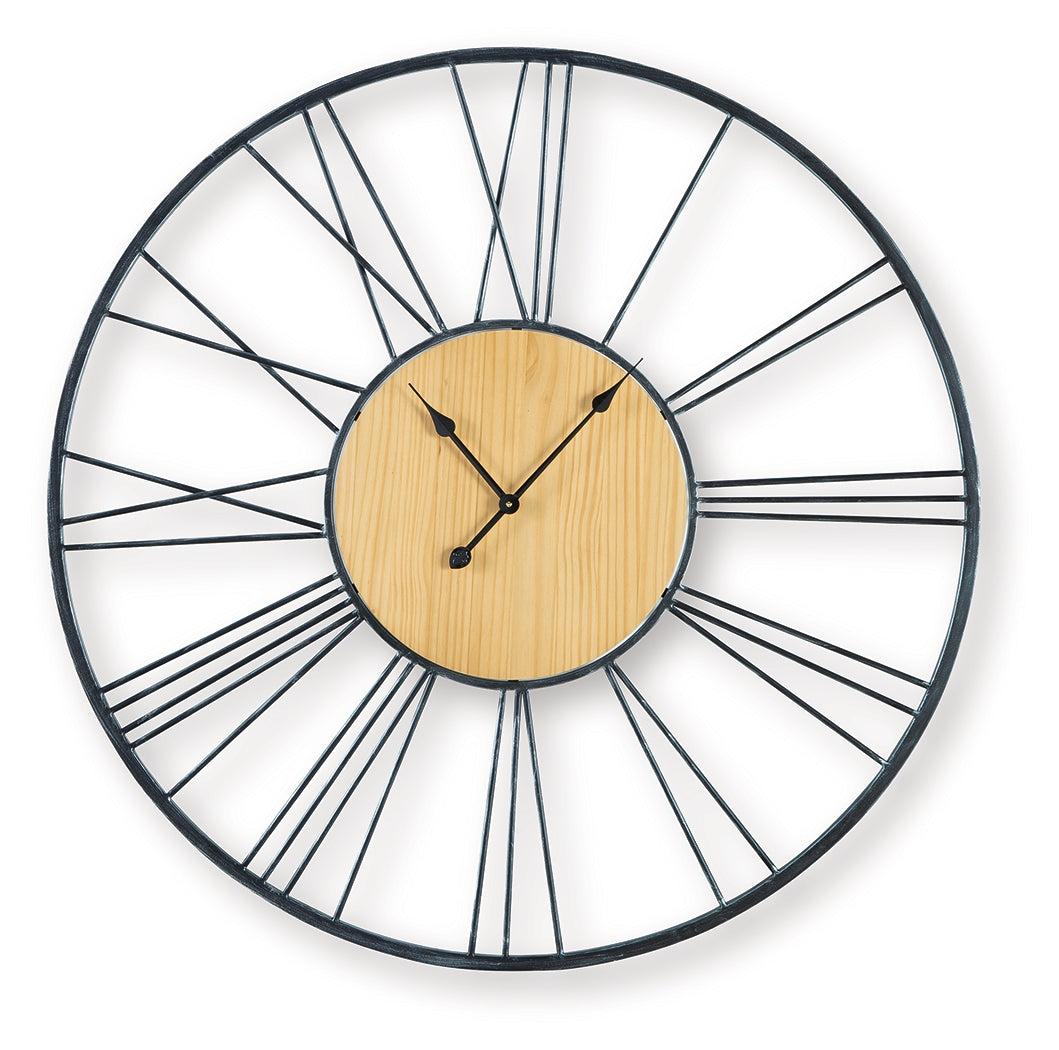 Brockett Black/Natural Wall Clock