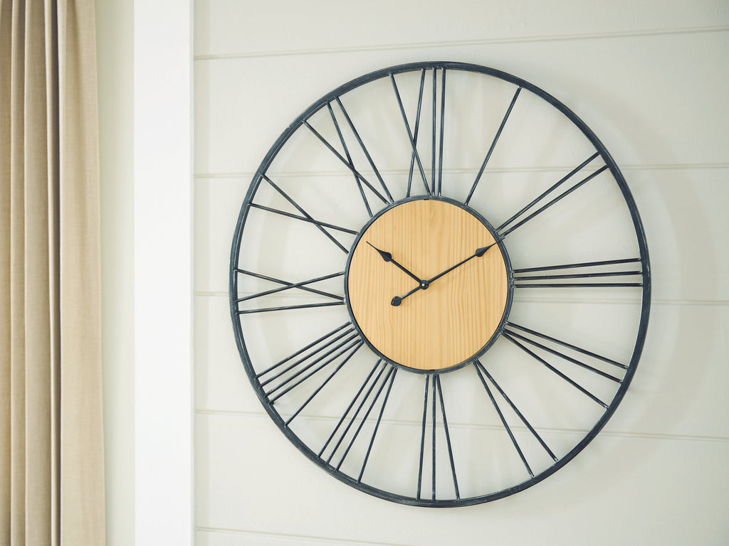 Brockett Black/Natural Wall Clock