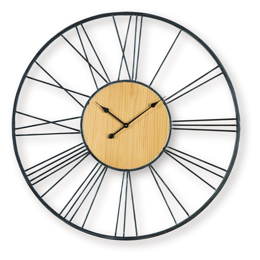 Brockett Black/Natural Wall Clock
