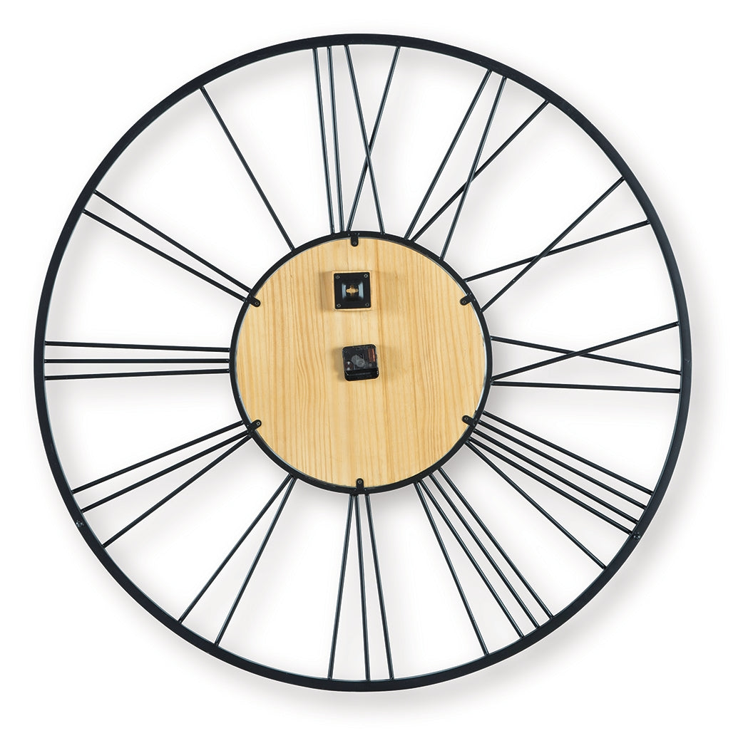 Brockett Black/Natural Wall Clock