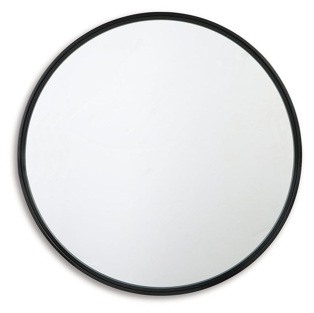 Brocky Black Round Accent Mirror
