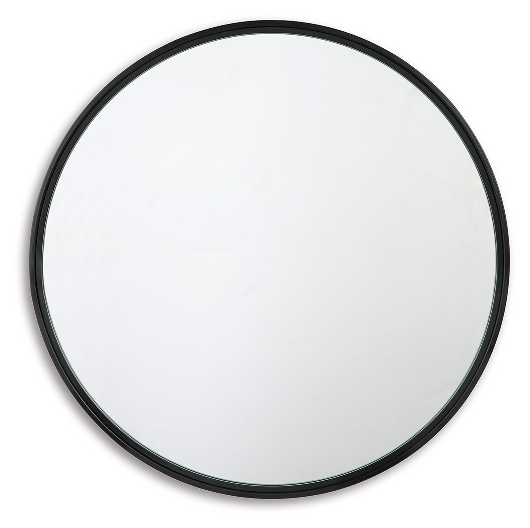 Brocky Black Round Accent Mirror