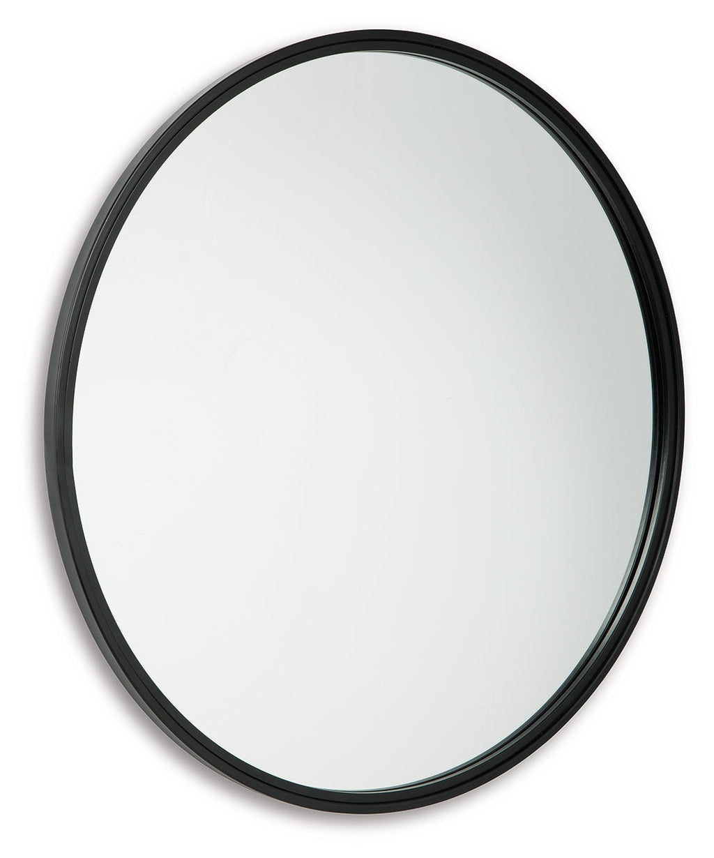 Brocky Black Round Accent Mirror