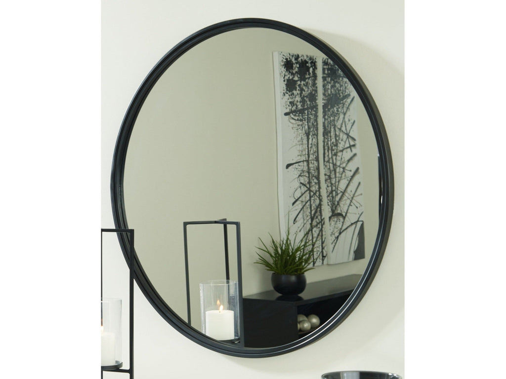 Brocky Black Round Accent Mirror