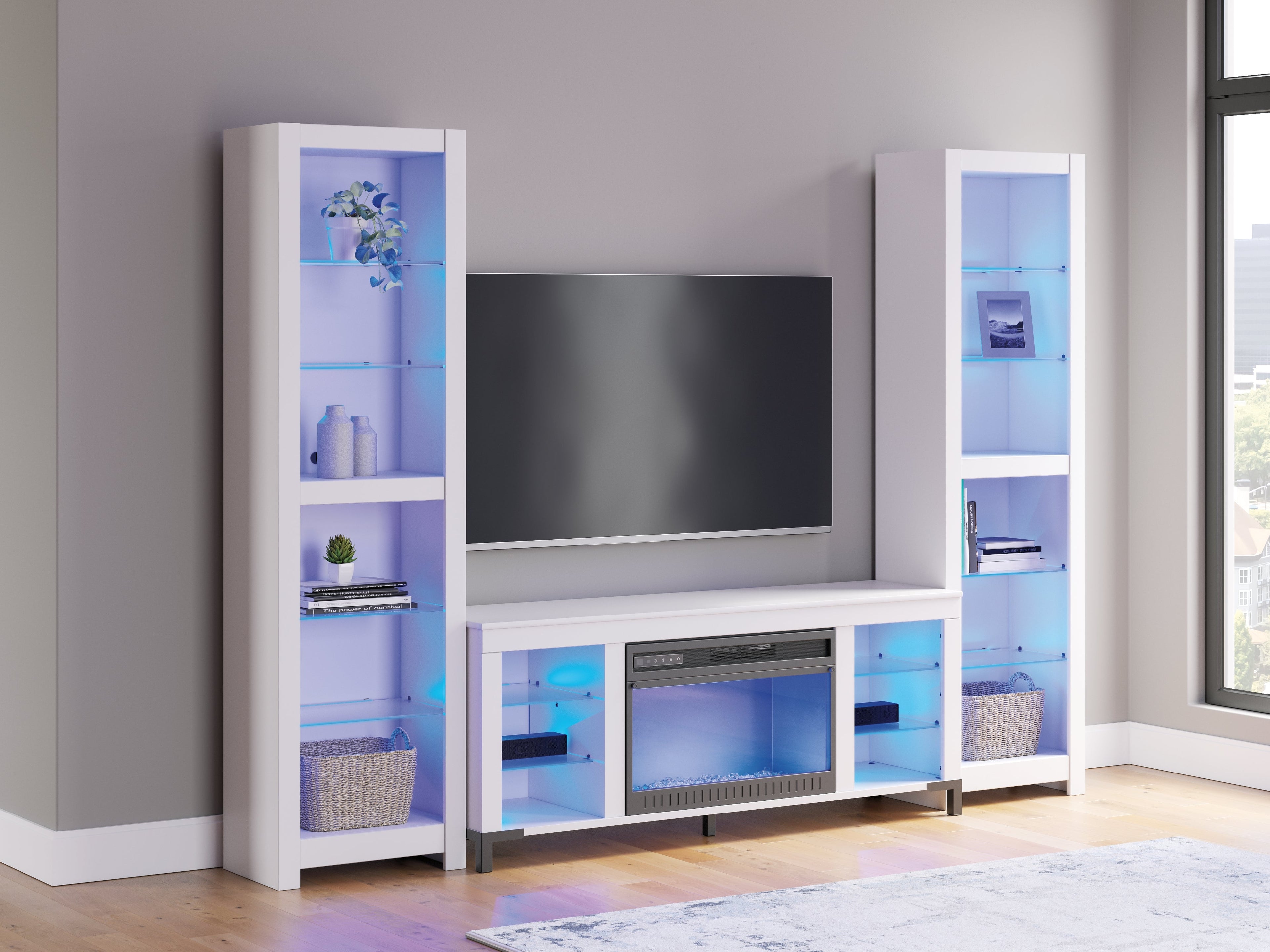 Brollevi White 3-Piece Entertainment Center