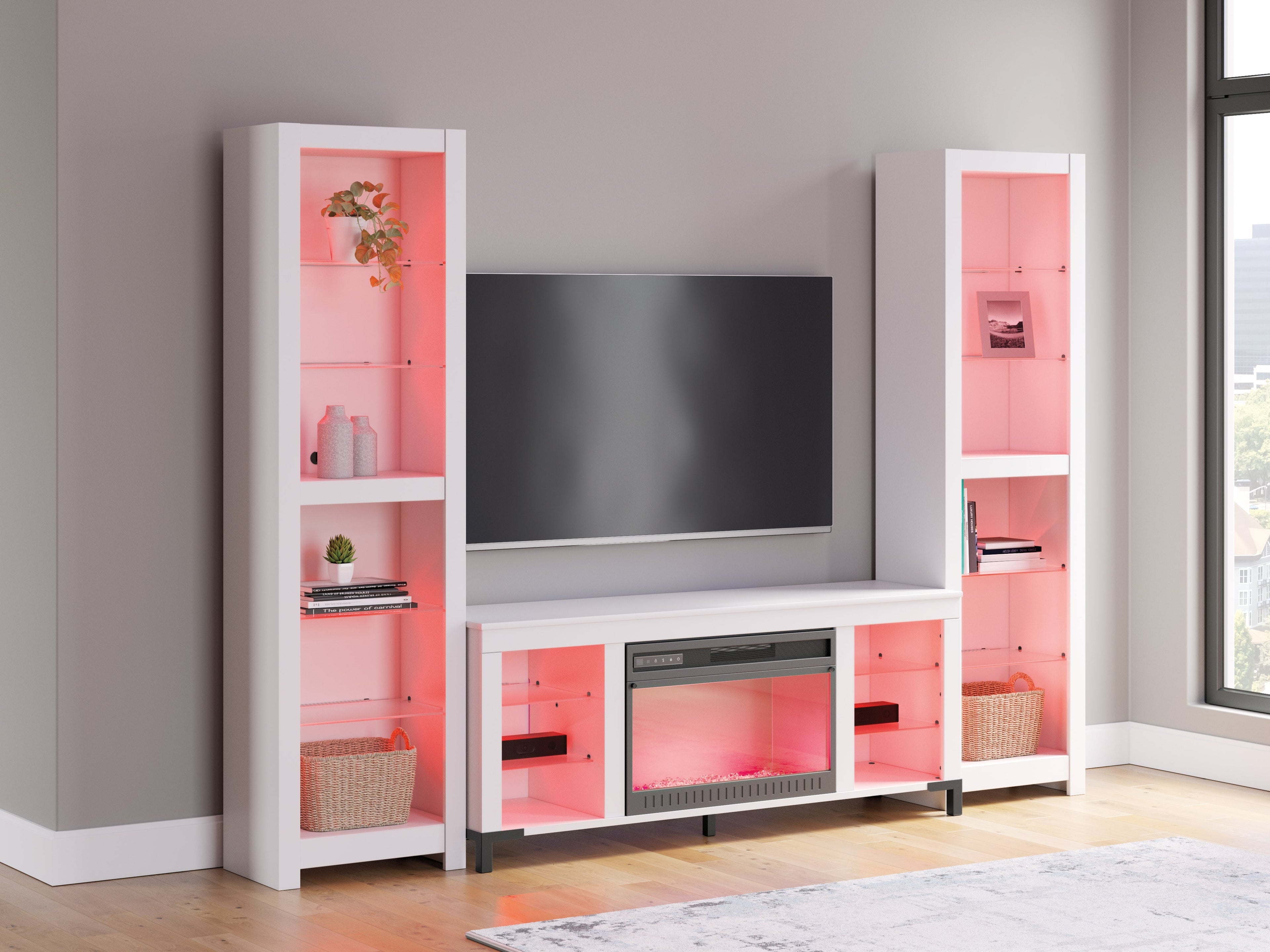 Brollevi White 3-Piece Entertainment Center
