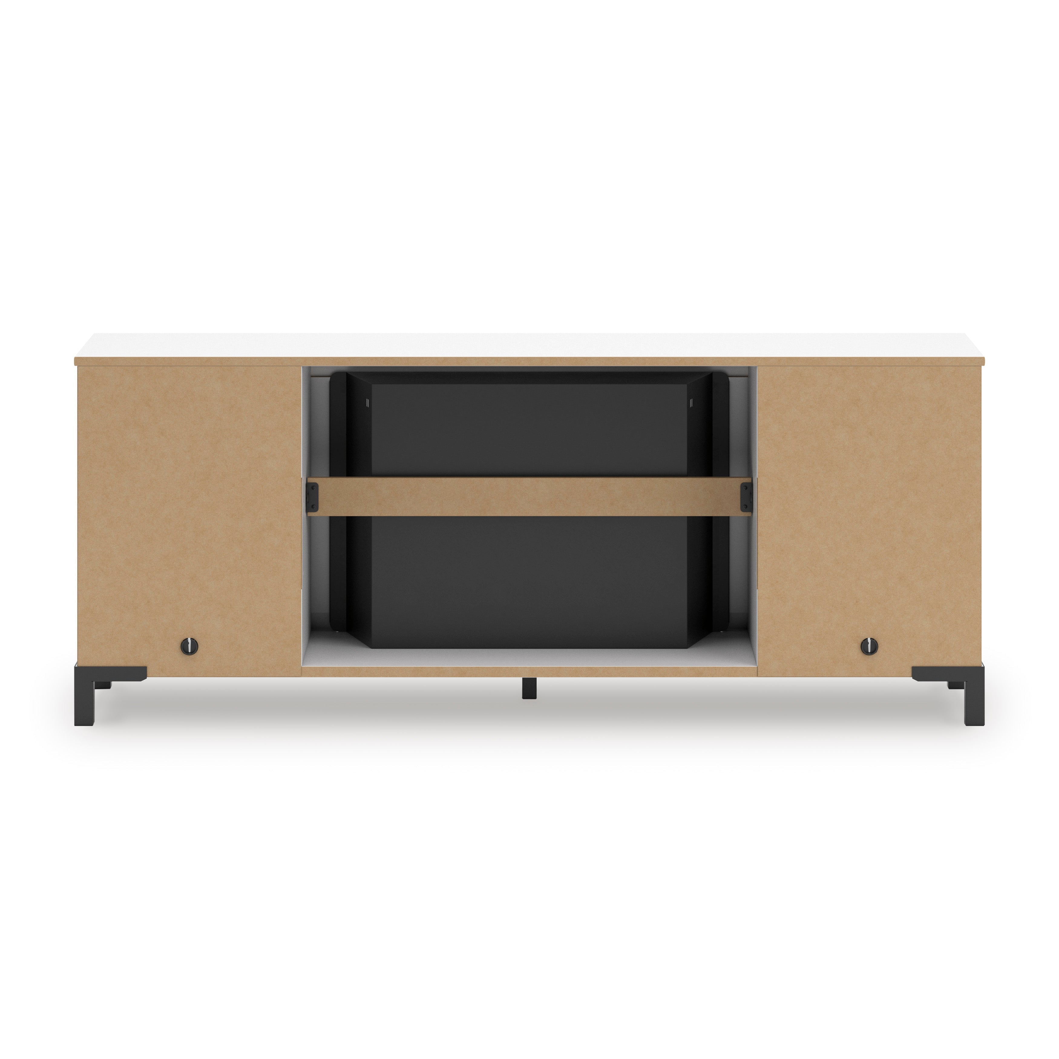 Brollevi White TV Stand with built-in Fireplace