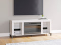 Brollevi White TV Stand with built-in Fireplace