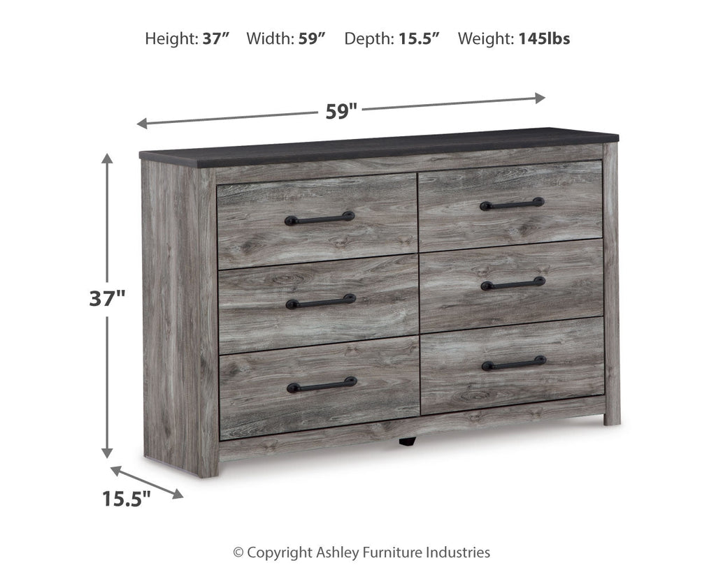 Bronyan Dark Gray Queen Panel Bed and Dresser