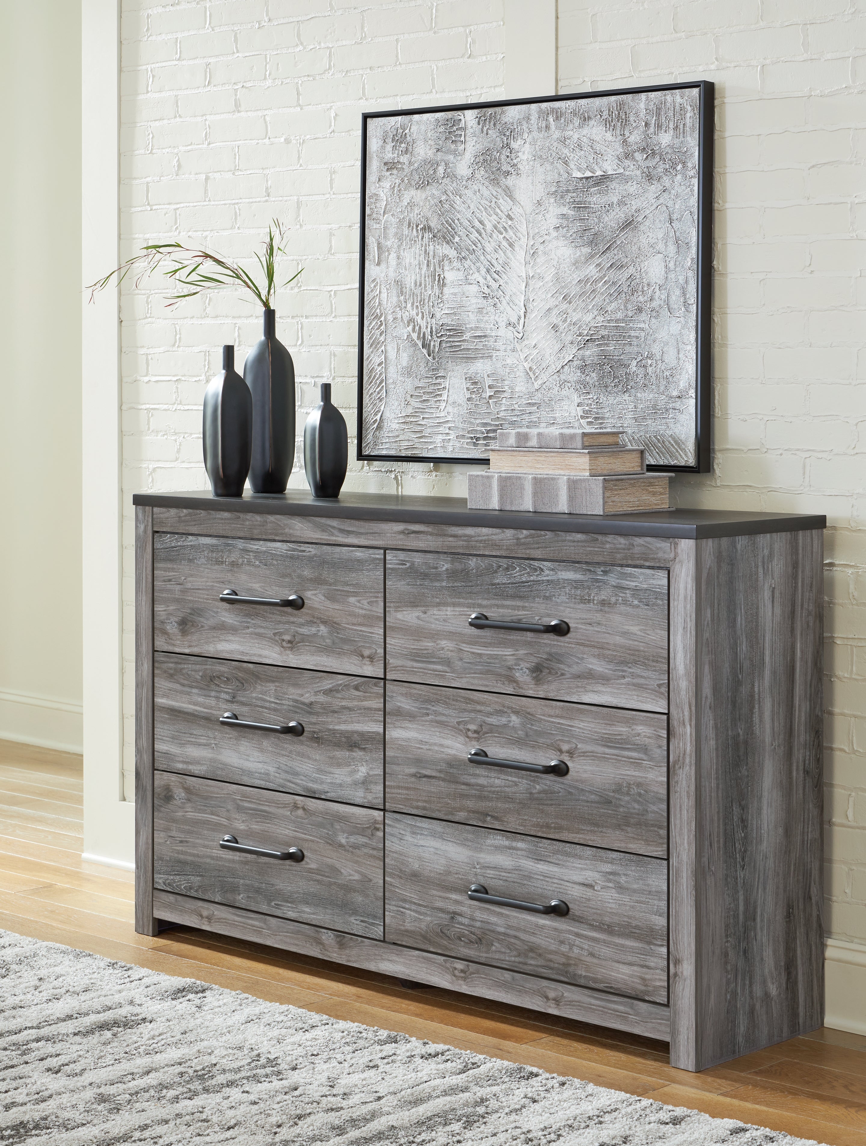 Bronyan Dark Gray Queen Panel Bed and Dresser