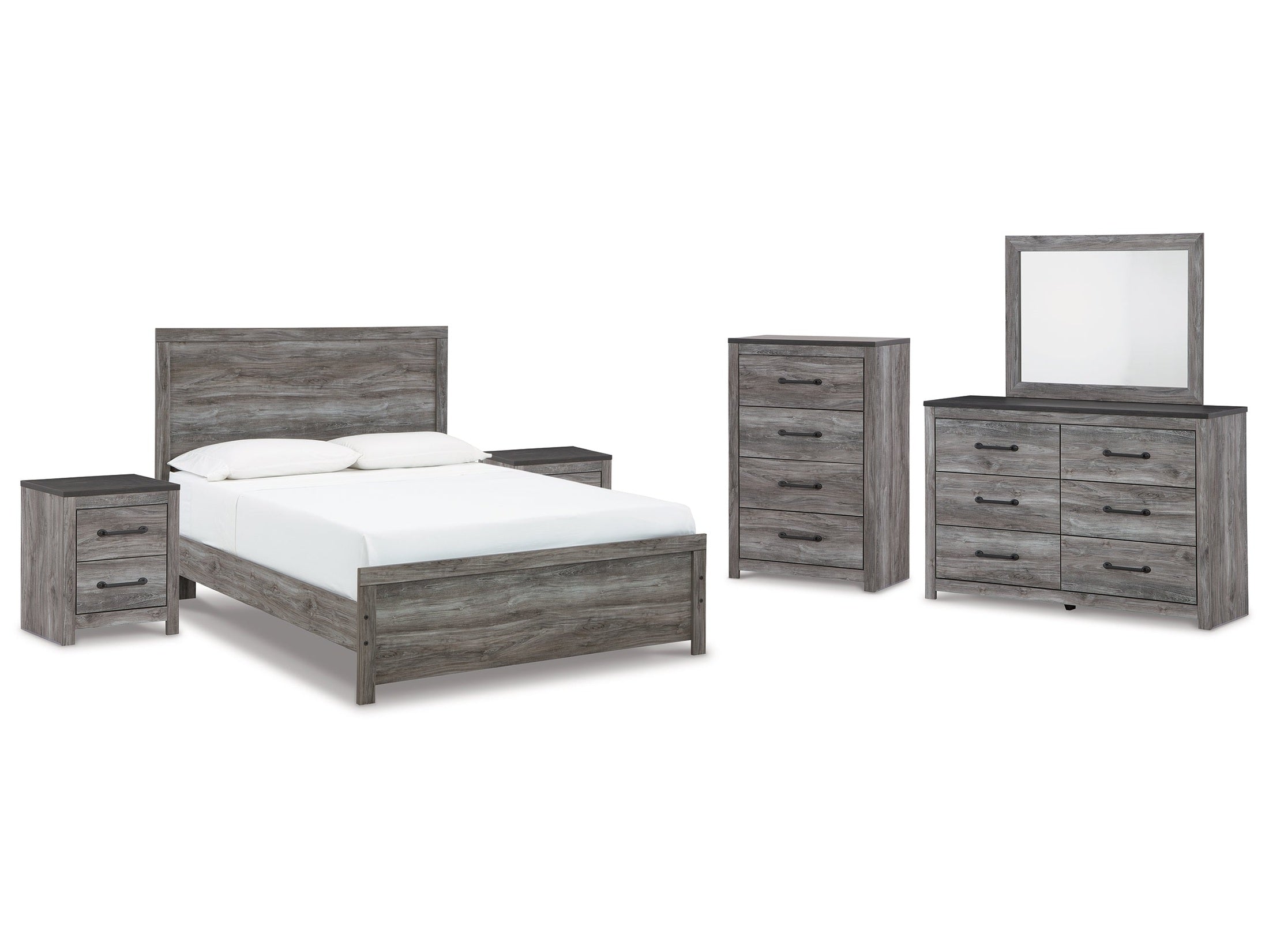Bronyan Queen Panel Bedroom Set, Dark Gray