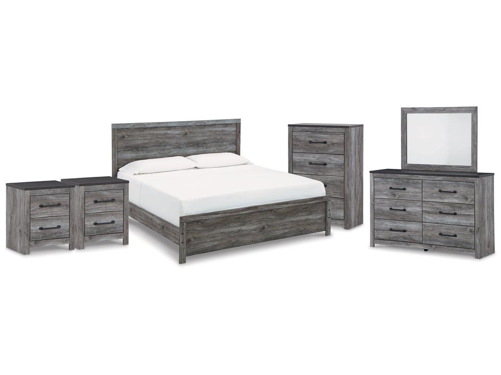 Bronyan King Panel Bed & Dresser & Mirror & Chest & 2 Nightstands