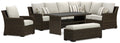 Brook Ranch Outdoor Sofa Sectional, Bench, Lounge Chair and Table, Brown