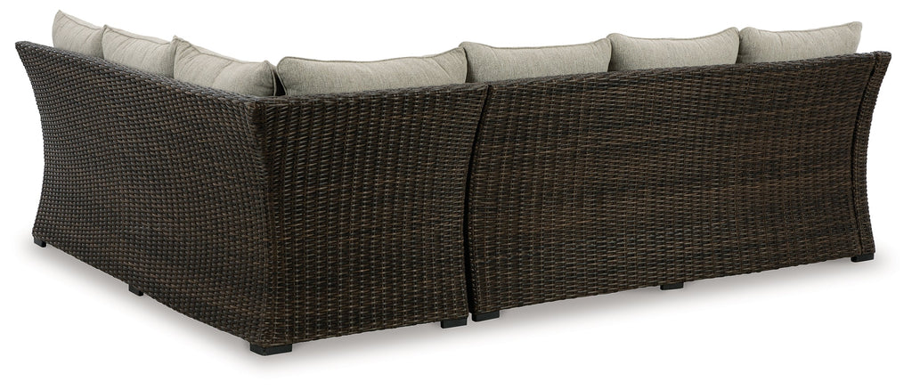 Brook Ranch Outdoor Sofa Sectional, Bench, Lounge Chair and Table, Brown