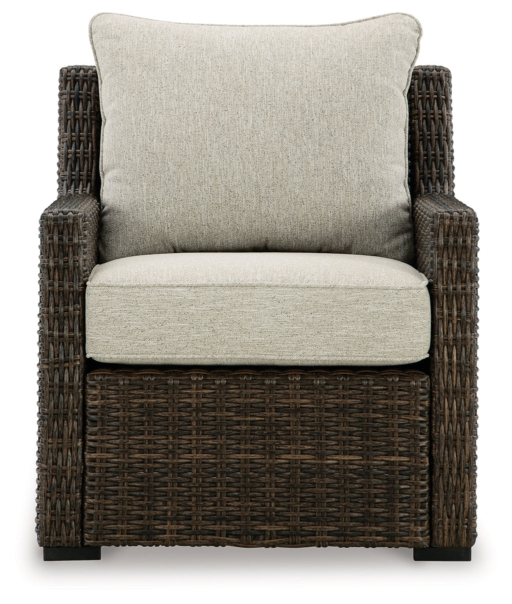 Brook Ranch Outdoor Sofa Sectional, Bench, Lounge Chair and Table, Brown