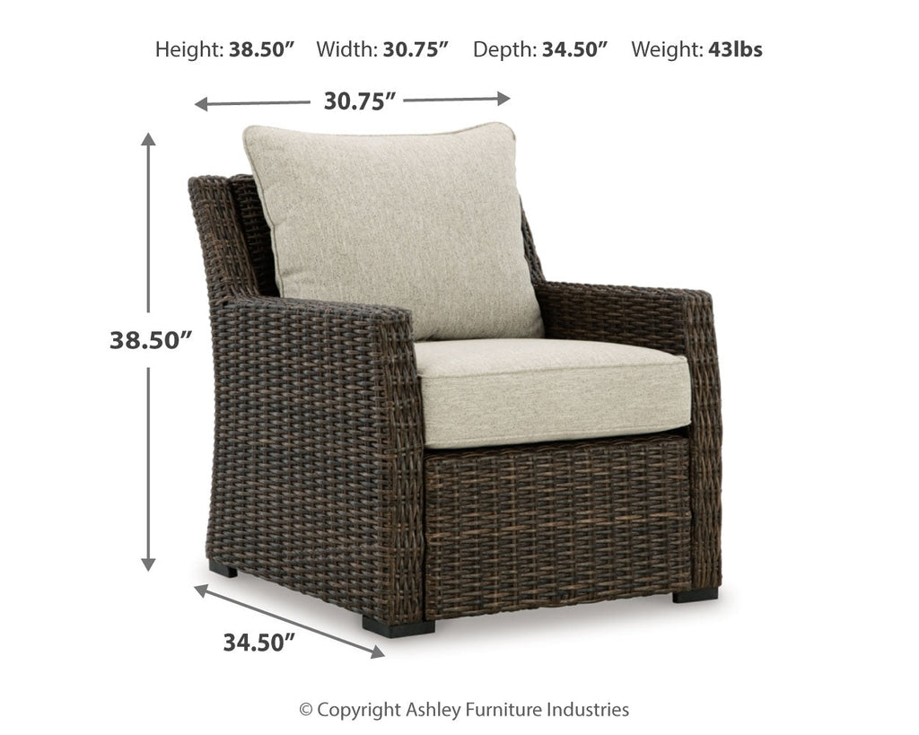 Brook Ranch Outdoor Sofa Sectional, Bench, Lounge Chair and Table, Brown